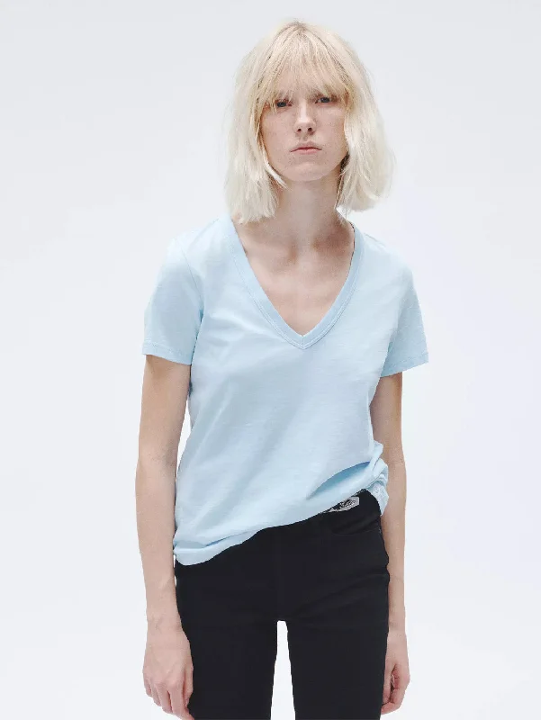 The Slub V Neck Tee - Raindrop