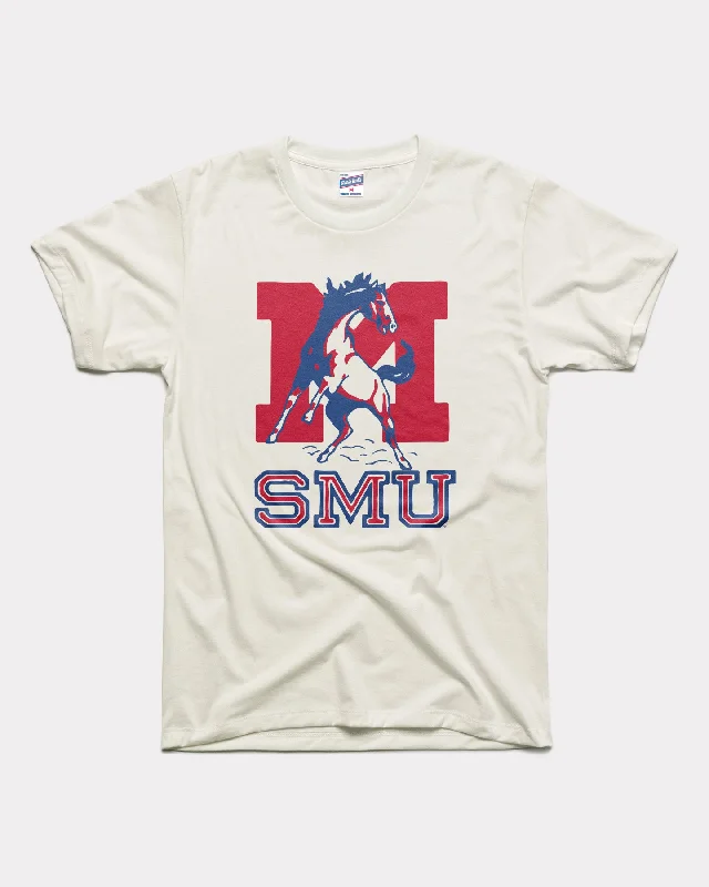 SMU Mustangs Monogram M Vintage White T-Shirt