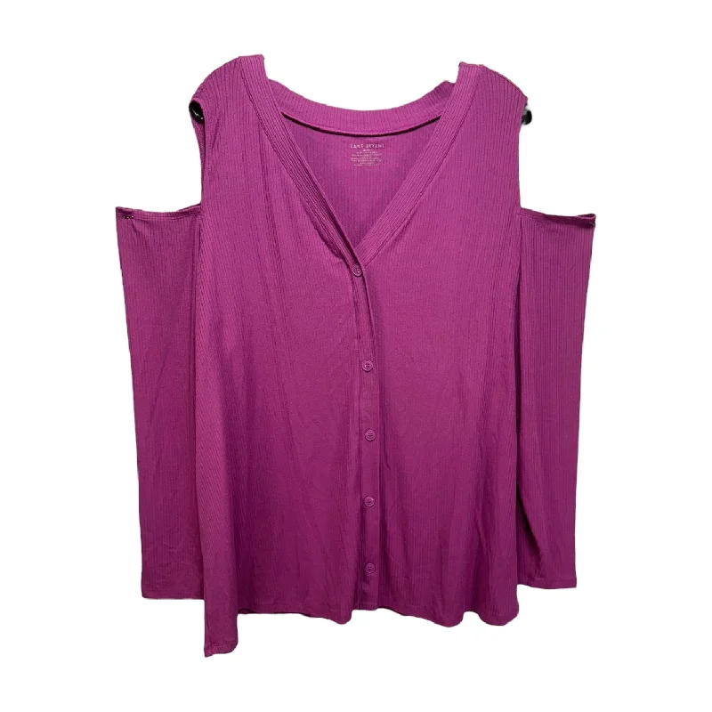 Ribbed Top Long Sleeve By Lane Bryant In Purple, Size: 26