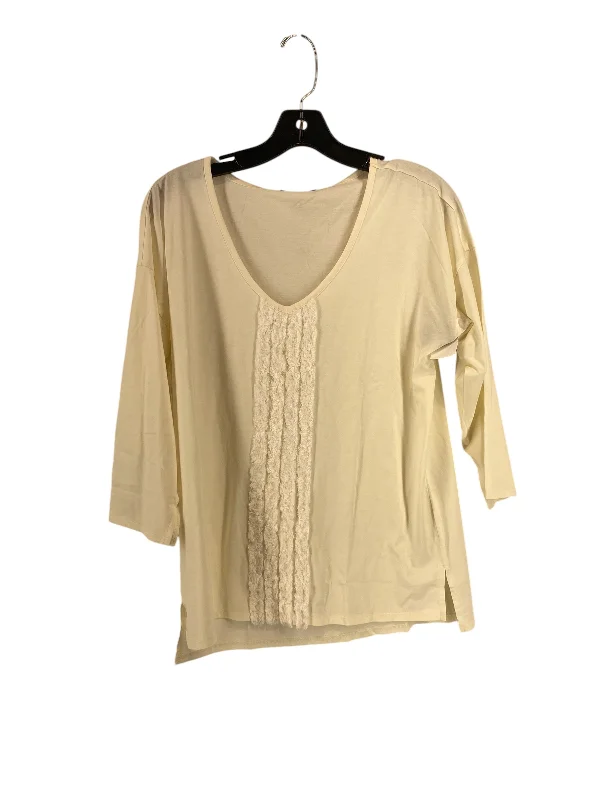 Top 3/4 Sleeve Basic By Not Your Daughters Jeans In Cream, Size: S