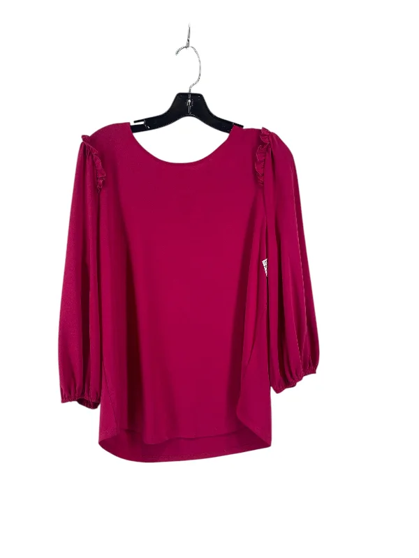 Top 3/4 Sleeve By Adrianna Papell In Pink, Size: L