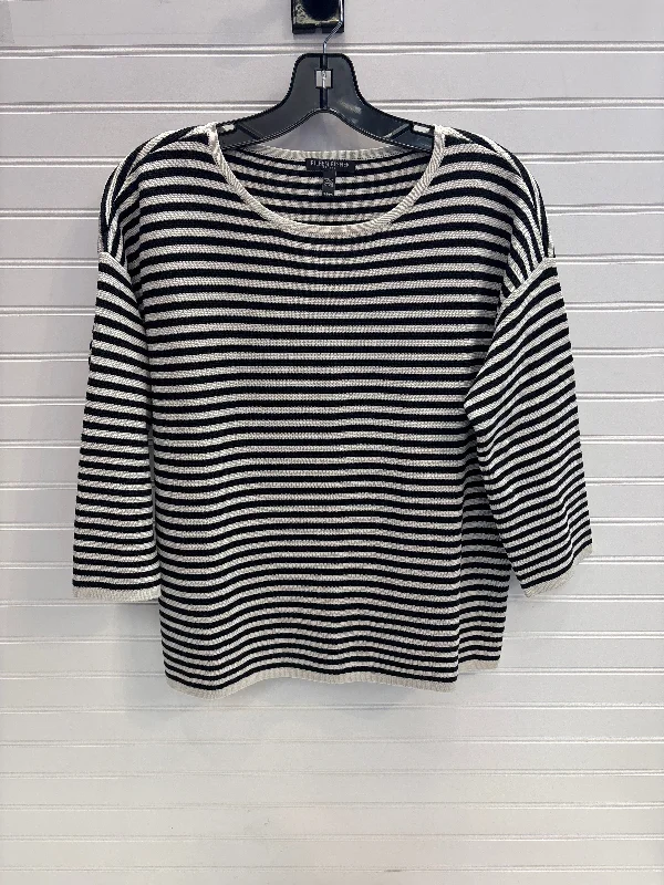 Top 3/4 Sleeve By Eileen Fisher In Black & White, Size: Mp