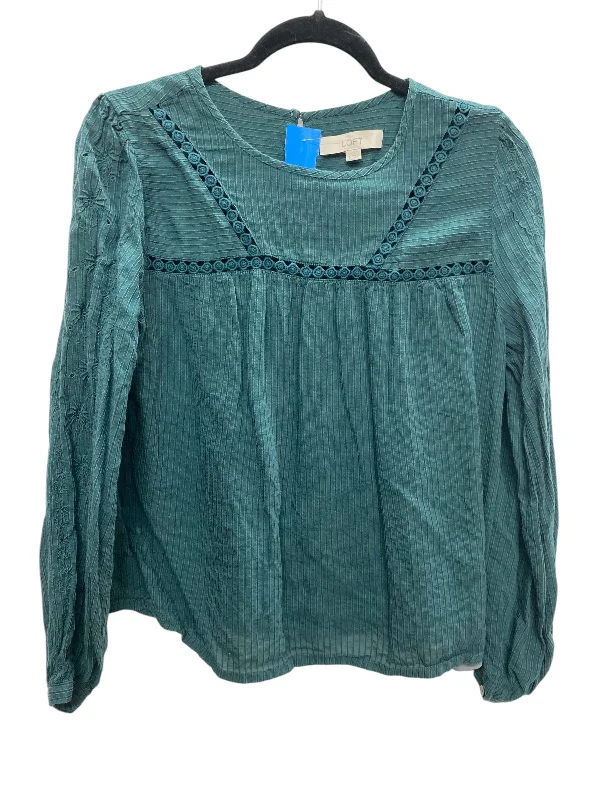 Top Long Sleeve Basic By Loft In Green, Size: S