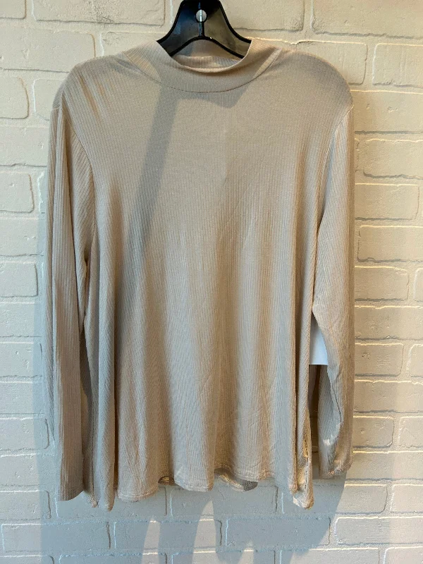 Top Long Sleeve Basic By Old Navy In Tan, Size: L