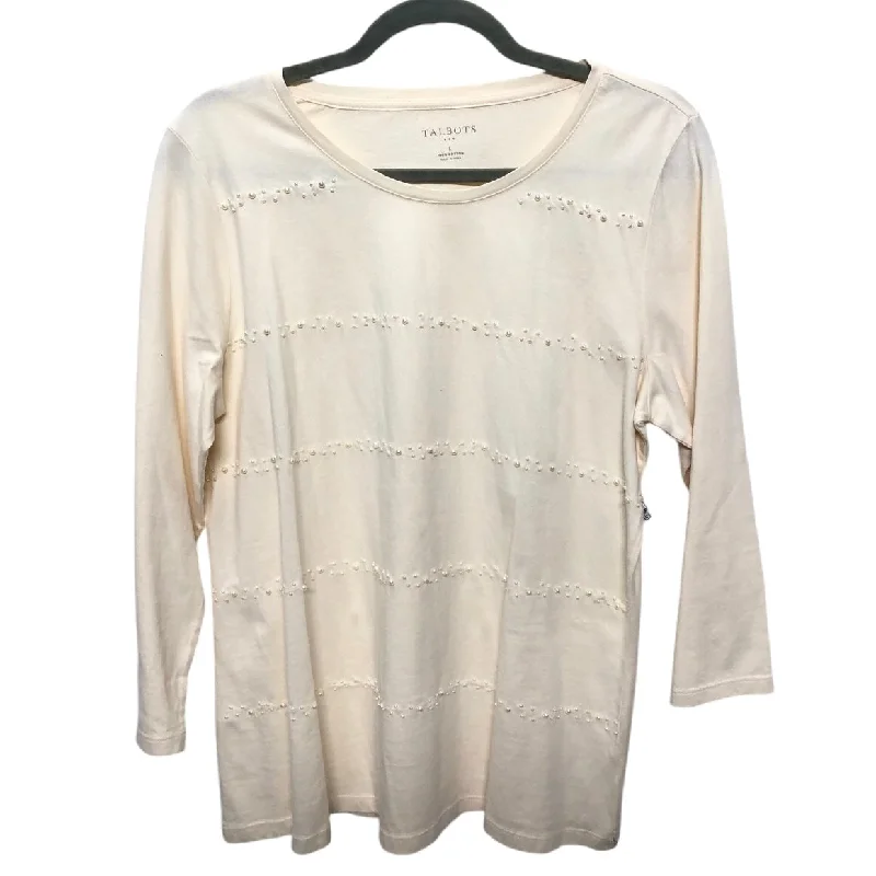 Top Long Sleeve Basic By Talbots In Beige, Size: L