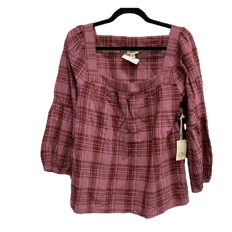 Top Long Sleeve By Ana In Plaid Pattern, Size: Xl