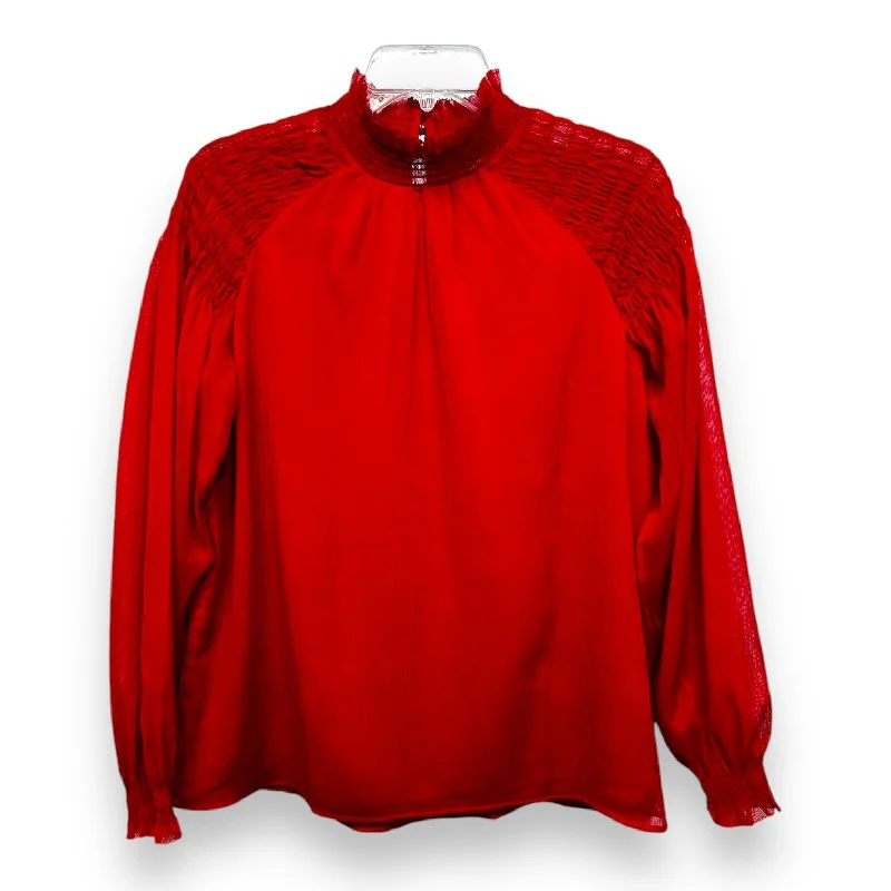 Top Long Sleeve By Ann Taylor In Red, Size: S