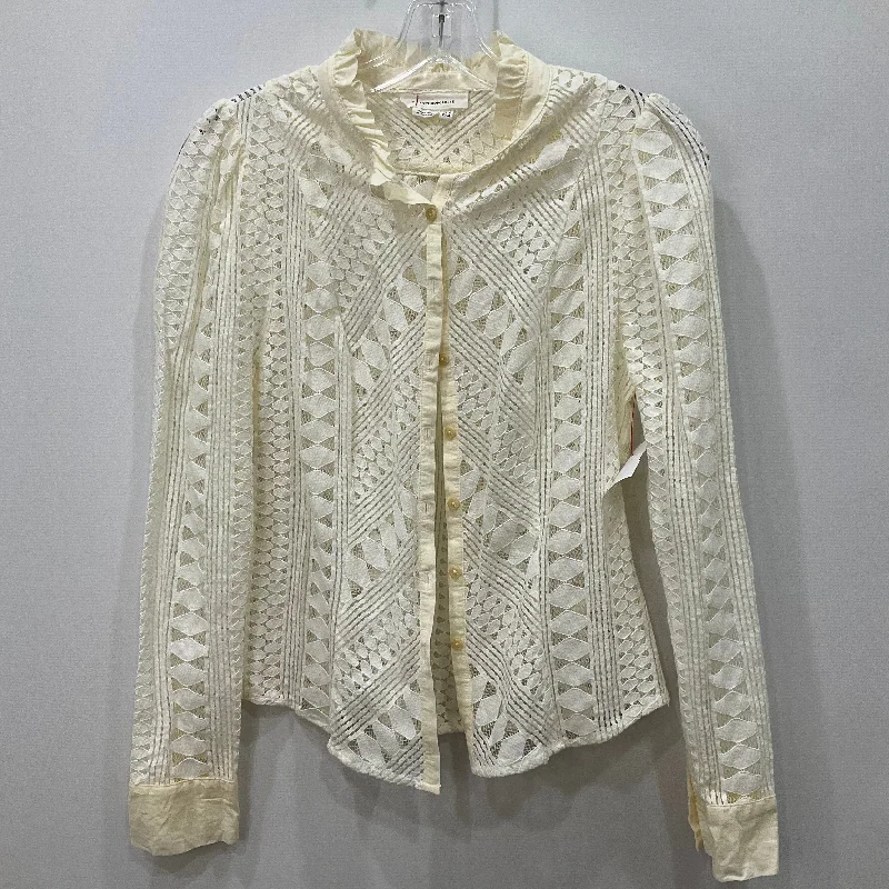 Top Long Sleeve By Anthropologie In White, Size: M