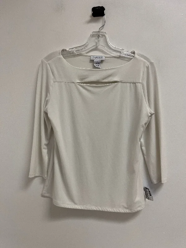 Top Long Sleeve By Carmen By Carmen Marc Valvo In White, Size: M