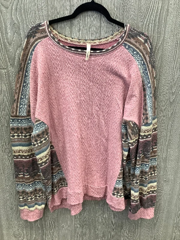 Top Long Sleeve By Celeste In Pink, Size: 3x