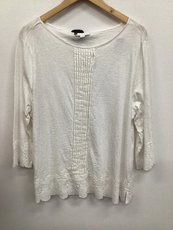 Top Long Sleeve By Charter Club In White, Size: Xxl