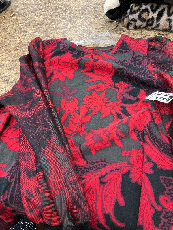 Top Long Sleeve By Chicos In Black & Red, Size: L