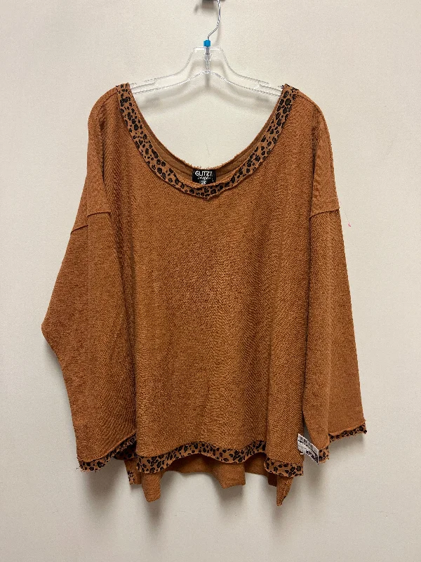 Top Long Sleeve By Clothes Mentor In Brown, Size: 2x