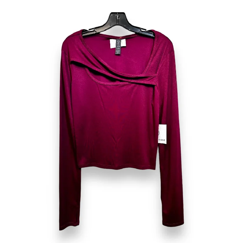 Top Long Sleeve By Clothes Mentor In Burgundy, Size: Xl