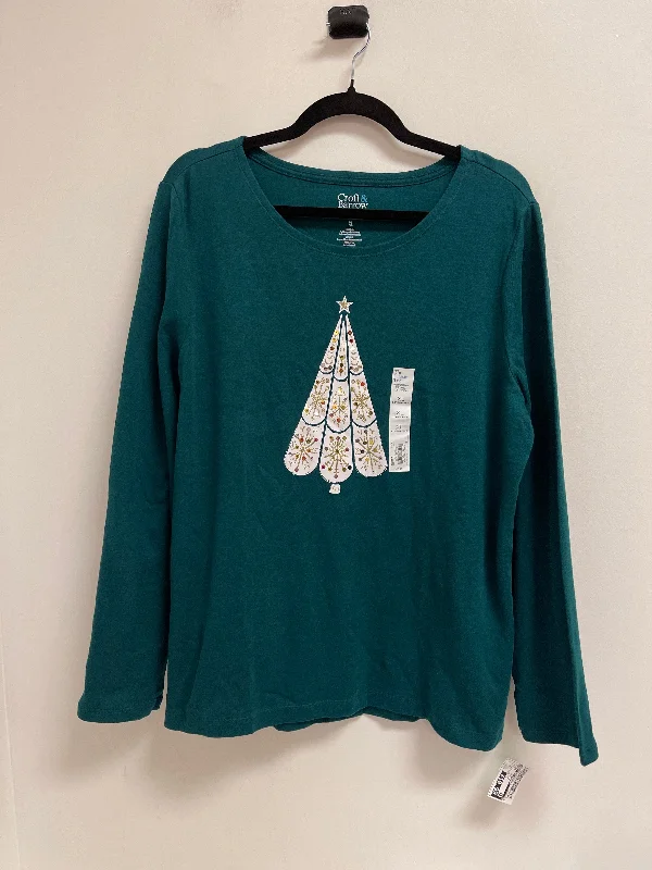 Top Long Sleeve By Croft And Barrow In Green, Size: Xl