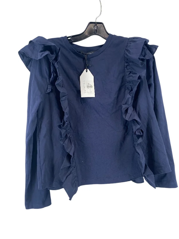 Top Long Sleeve By English Factory In Navy, Size: M