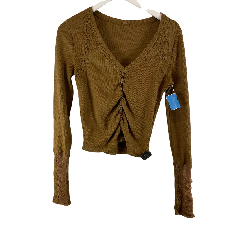 Top Long Sleeve By Free People In Brown, Size: M