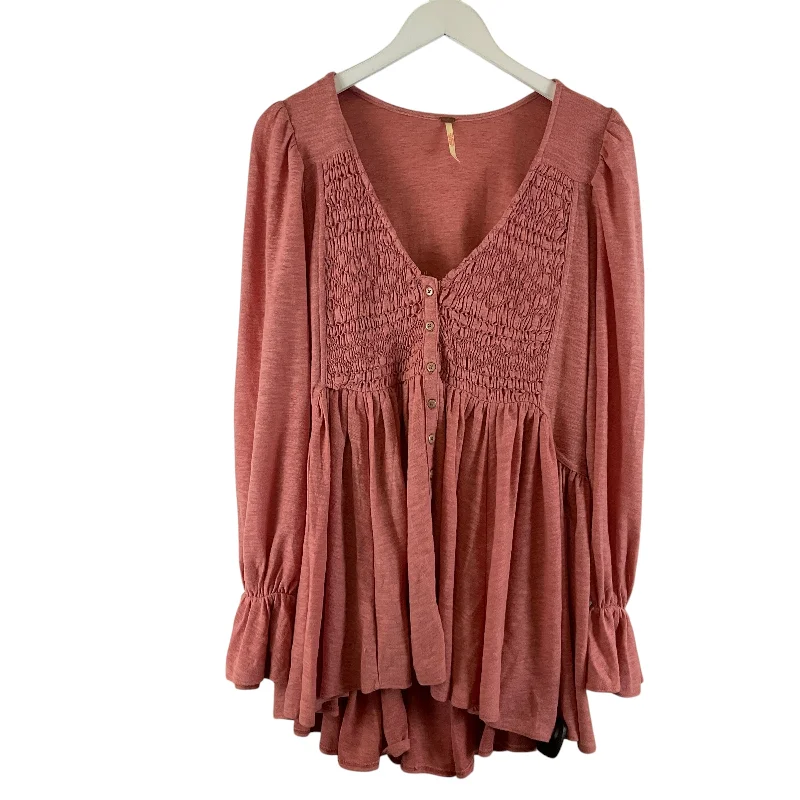 Top Long Sleeve By Free People In Pink, Size: Xs