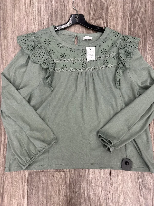 Top Long Sleeve By J Crew O In Sage, Size: 2x