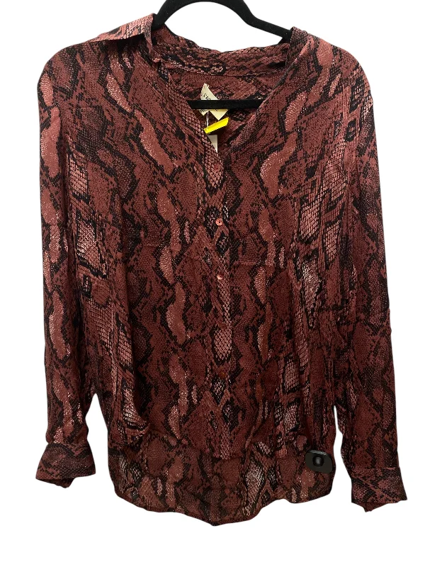 Top Long Sleeve By L Agence In Snakeskin Print, Size: Xs