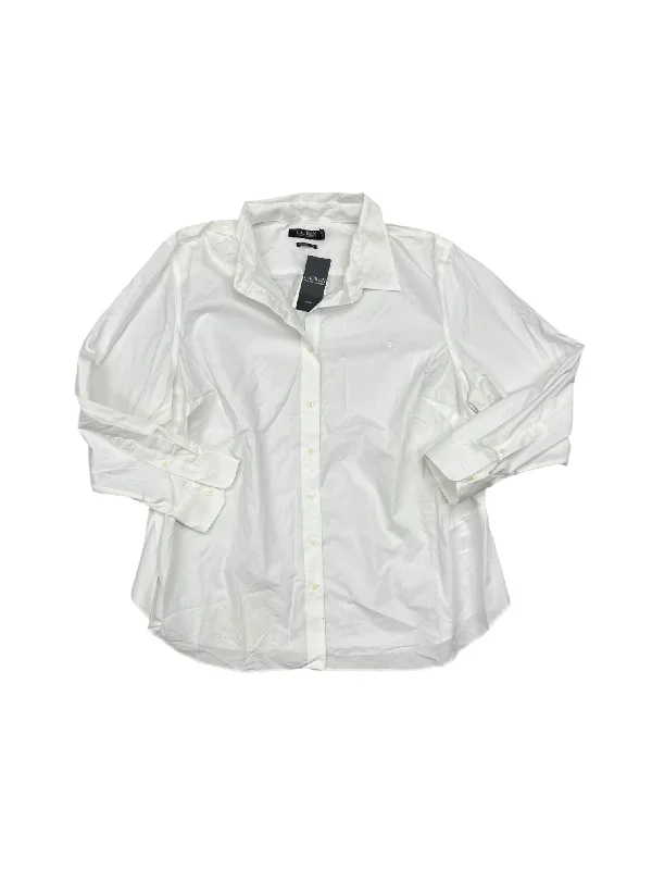 Top Long Sleeve By Lauren By Ralph Lauren In White, Size: 3x