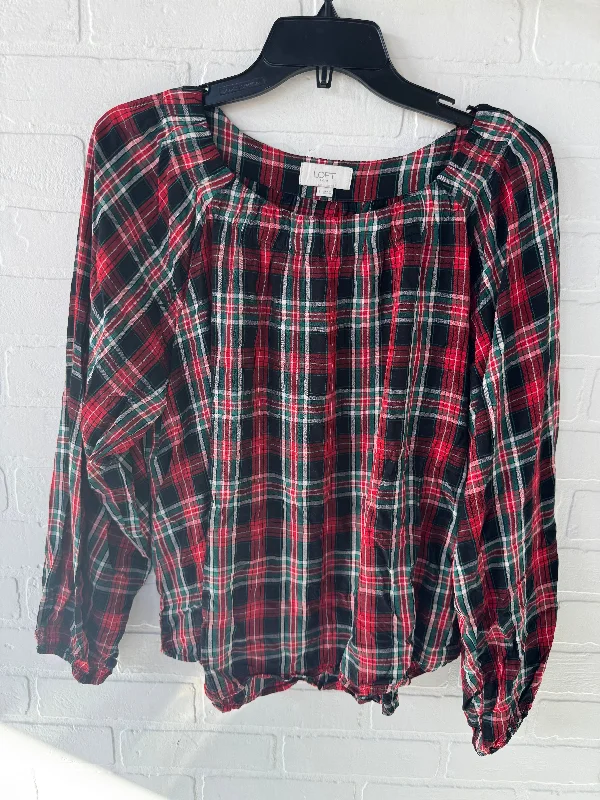 Top Long Sleeve By Loft In Black & Red, Size: L