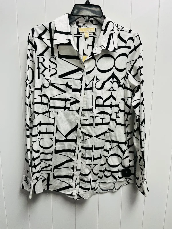 Top Long Sleeve By Michael By Michael Kors In Black & White, Size: 14