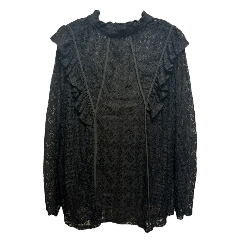 Top Long Sleeve By Suzanne Betro In Black, Size: 4x