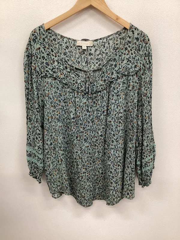 Top Long Sleeve By Suzanne Betro In Floral Print, Size: 2x