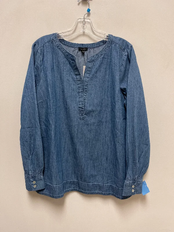 Top Long Sleeve By Talbots In Blue Denim, Size: L