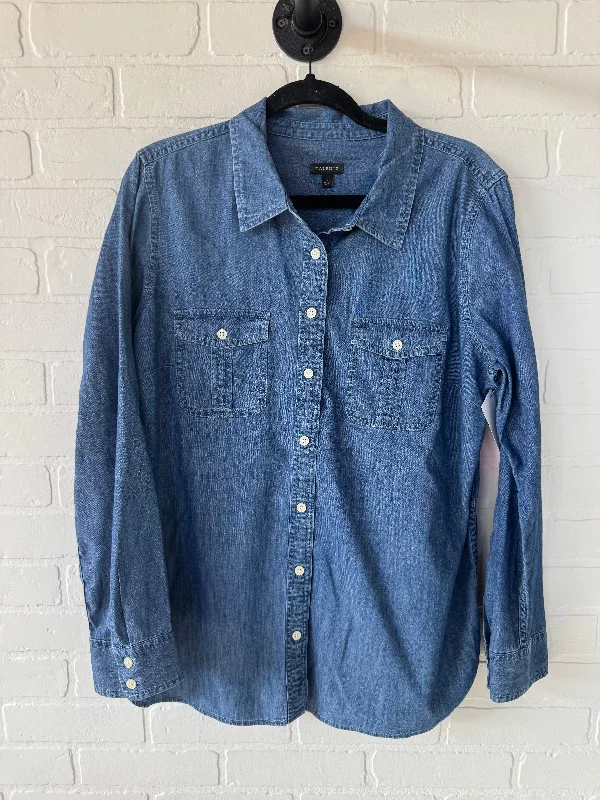 Top Long Sleeve By Talbots In Blue Denim, Size: L