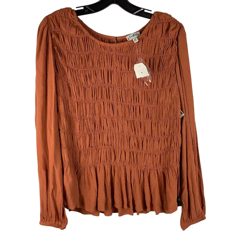 Top Long Sleeve By Wonderly In Orange, Size: M