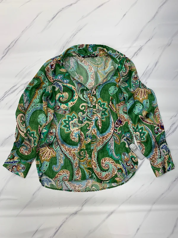 Top Long Sleeve By Zara In Paisley Print, Size: S