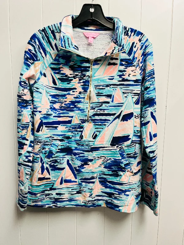 Top Long Sleeve Designer By Lilly Pulitzer In Blue & Pink, Size: S