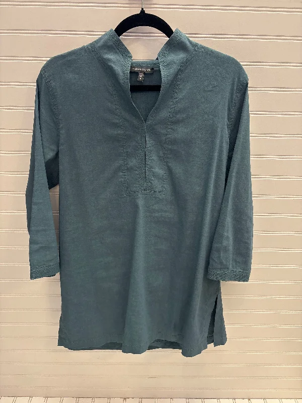 Tunic 3/4 Sleeve By Eileen Fisher In Teal, Size: S