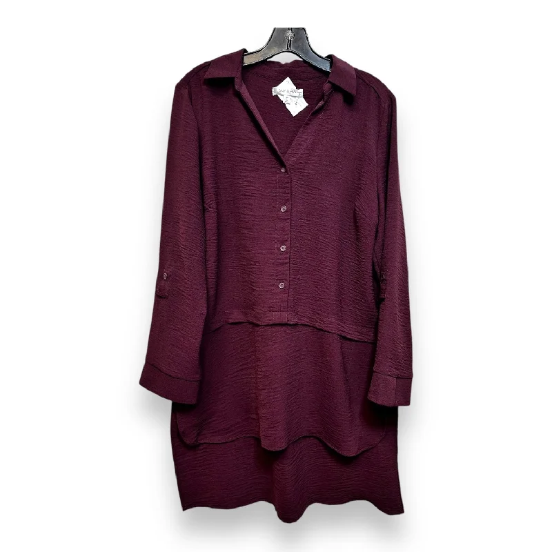 Tunic Long Sleeve By Clothes Mentor In Maroon, Size: S