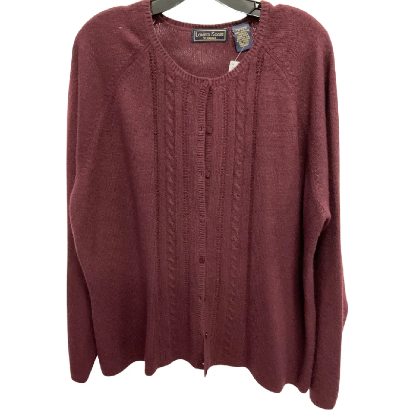 Cardigan By Laura Scott In Maroon, Size: 2x