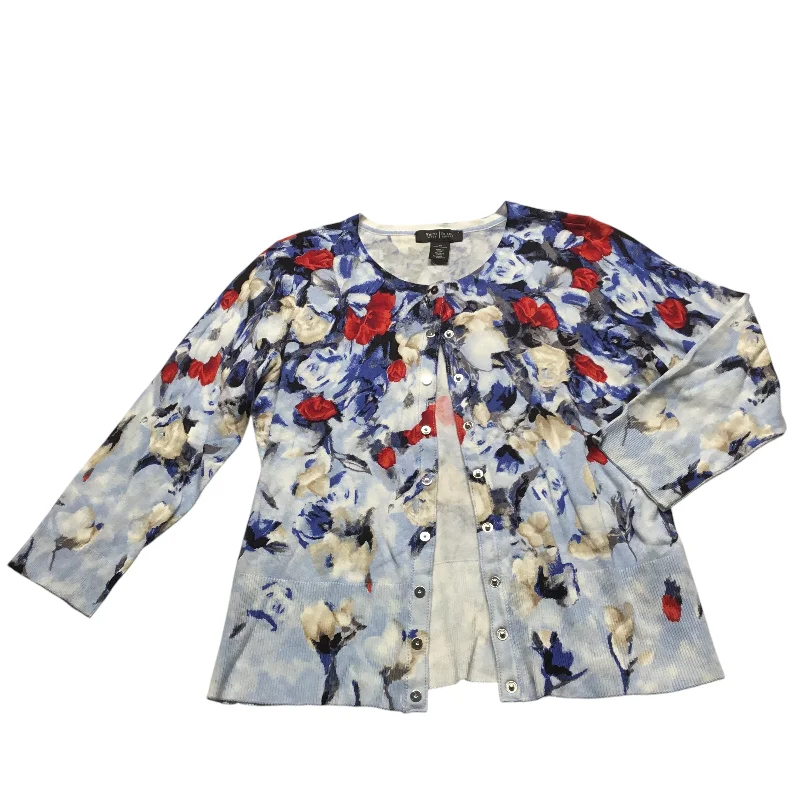 Cardigan By White House Black Market In Blue & Red & White, Size: M