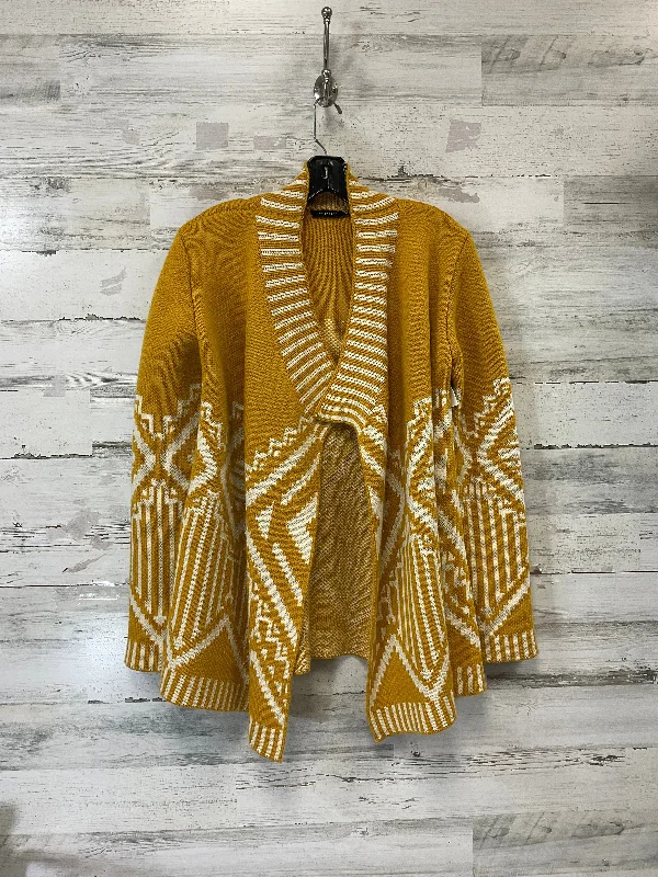 Sweater Cardigan By Blu Pepper In Gold, Size: M