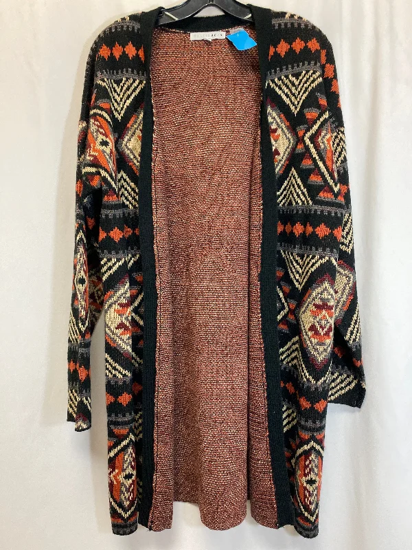 Sweater Cardigan By Clothes Mentor In Black & Brown, Size: L