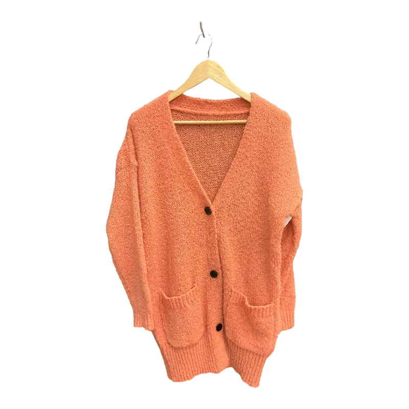 Sweater Cardigan By Clothes Mentor In Orange, Size: M