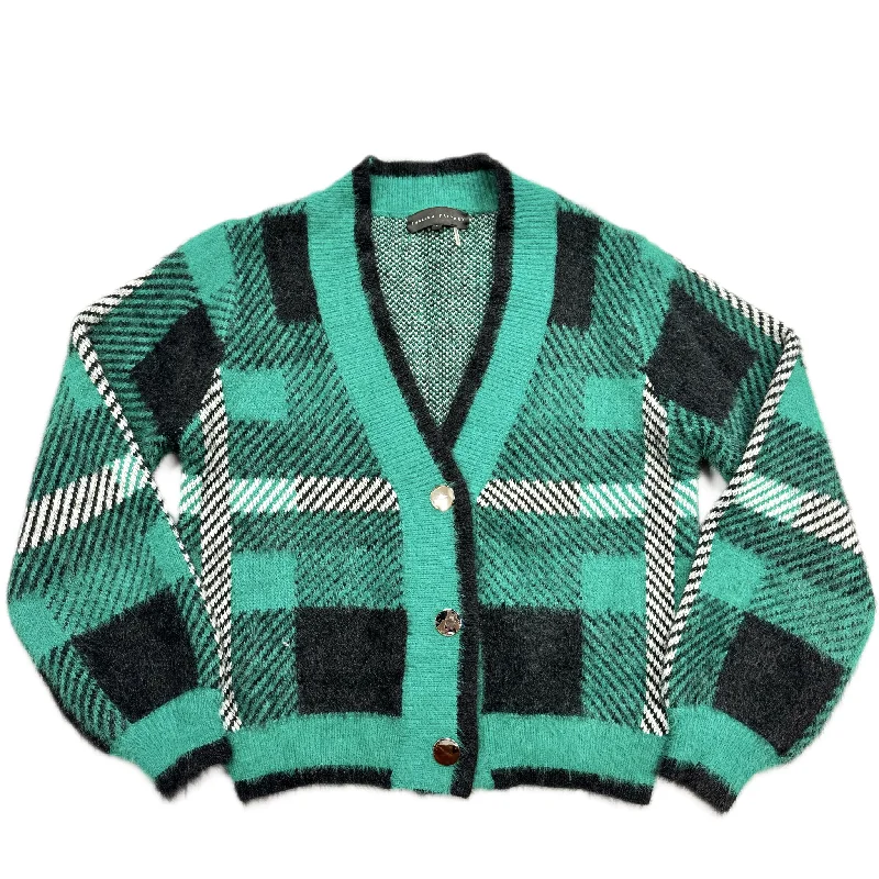 Sweater Cardigan By English Factory In Plaid Pattern, Size: S