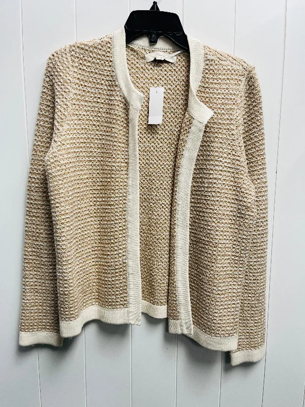 Sweater Cardigan By Loft In Tan, Size: L