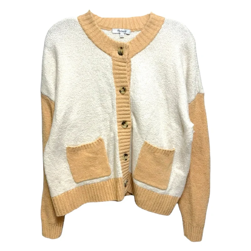 Colorblock Colburne Cardigan Sweater in Coziest Textured Yarn By Madewell In Cream & Tan, Size: S