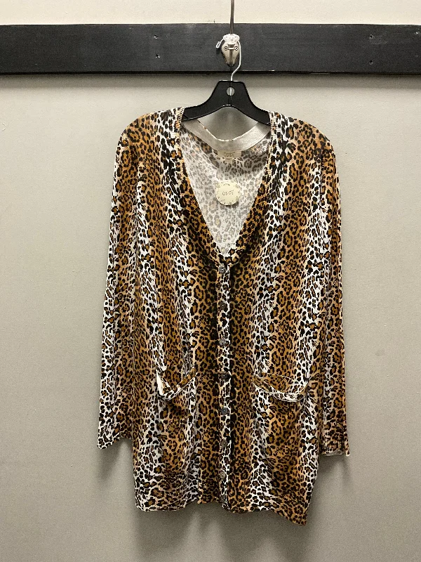 Sweater Cardigan By Oddi In Animal Print, Size: M