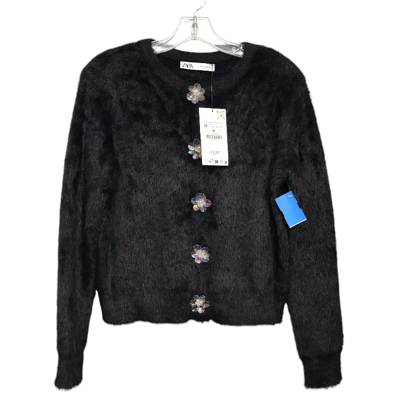 Sweater Cardigan By Zara In Black, Size:M