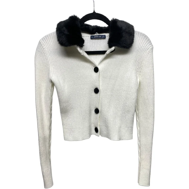 Sweater Cardigan By Zara In White, Size: S