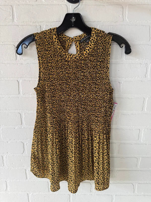 Top Sleeveless By Adrianna Papell In Black & Yellow, Size: S