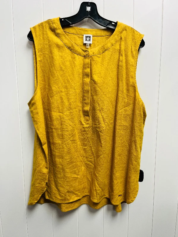 Top Sleeveless By Anne Klein In Yellow, Size: Xl