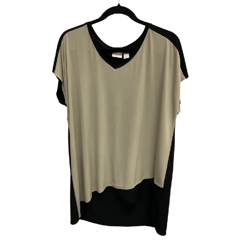 Top Sleeveless By Chicos In Black & Tan, Size: Xl